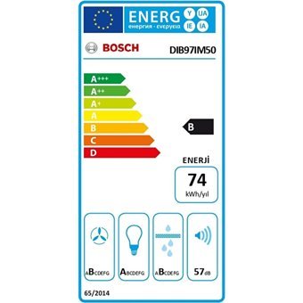 Bosch DIB97IM50 256 W 90 cm Metal Yüzey Bacalı-Bacasız Ada Tipi Davlumbaz Metalik