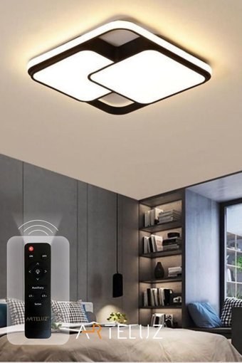 Arteluz Tekli Altın Kumandalı Plafonyer Modern Çelik Yatak Odası Avize