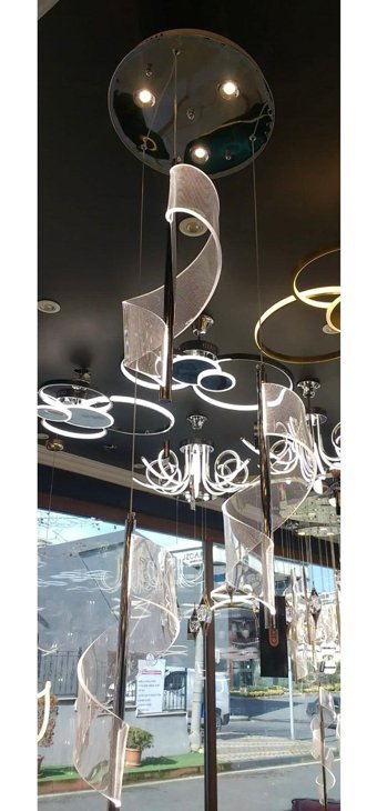 Dorbien Av-6141-6K-1Tk Tekli Bej Sarkıt Modern Alüminyum Salon-Oturma Odası Avize
