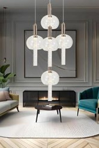 Apliqa Acelin 3'lü Altın Ledli Modern Metal Salon-Oturma Odası Avize