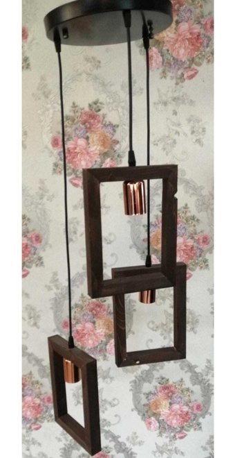 Manogrup Avize Aydınlatma Tekli Siyah Rattan Modern Kumaş Salon-Oturma Odası Avize