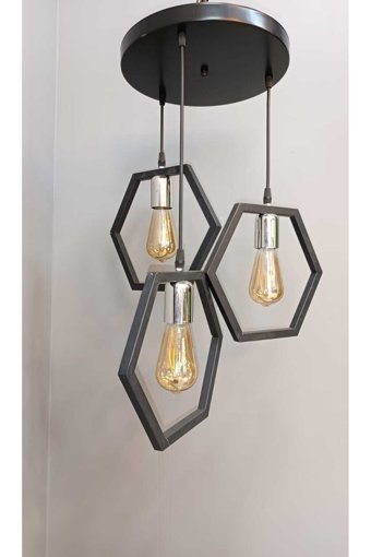 Woodhub Tekli Kahverengi Rattan Rustik Bambu Salon-Oturma Odası Avize