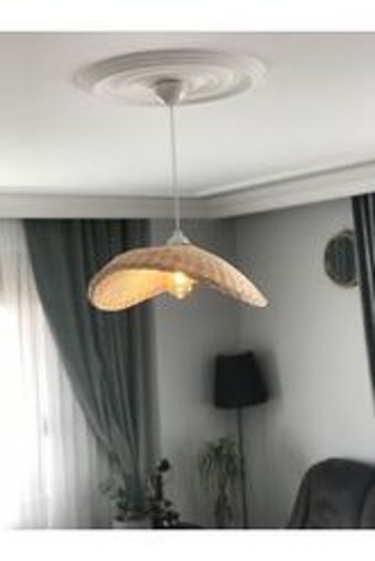 Gloria Amira Tekli Beyaz Sarkıt Kumaş Salon-Oturma Odası Avize