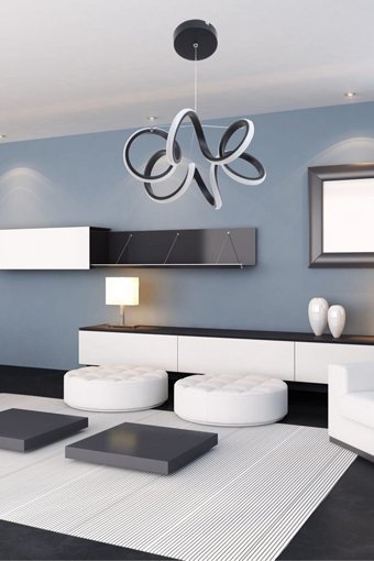 Abajur Evim Tekli Siyah Sarkıt Modern Alüminyum Salon-Oturma Odası Avize