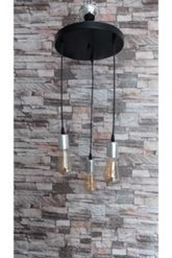 Woodhub Tekli Ekru Makrome Modern Krom Antre-Hol Avize