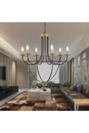 Apliqa Nilüfer 6'lı Bej Modern Metal Salon-Oturma Odası Avize