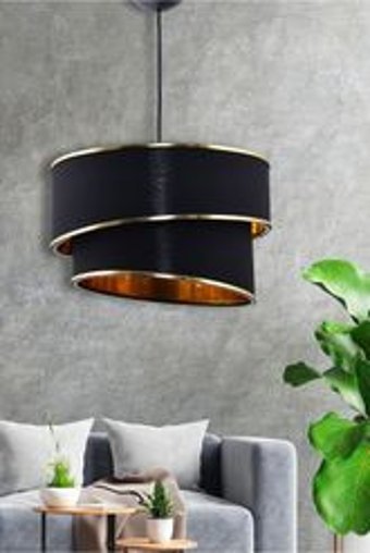 Vk Home Aydınlatma 3'lü Siyah Sarkıt Modern Kumaş Salon-Oturma Odası Avize