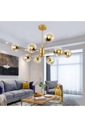 Utku Tasarım Tekli Siyah Metal Modern Ahşap Salon-Oturma Odası Avize
