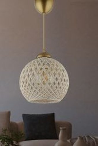 Halkedon Desıgn Bolle Tekli Turuncu Kristal Taşlı Modern Cam Salon-Oturma Odası Avize