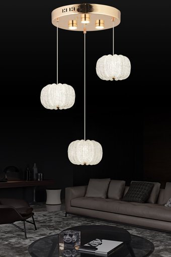 Evperest Epa129 Tekli Beyaz Baskılı Modern Kumaş Bebek-Çocuk Odası Avize