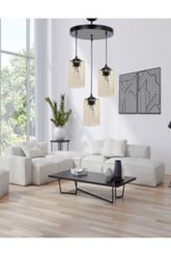 Elektroyou Holly Tekli Siyah Metal Modern Alüminyum Salon-Oturma Odası Avize