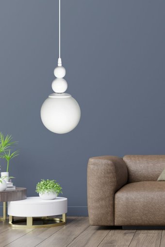 Tuğbasan Aksel 3'lü Beyaz Sarkıt Modern Plastik Salon-Oturma Odası Avize