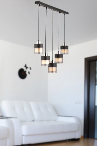 Apliqa Beria 8'li Beyaz Kristal Taşlı Modern Metal Salon-Oturma Odası Avize