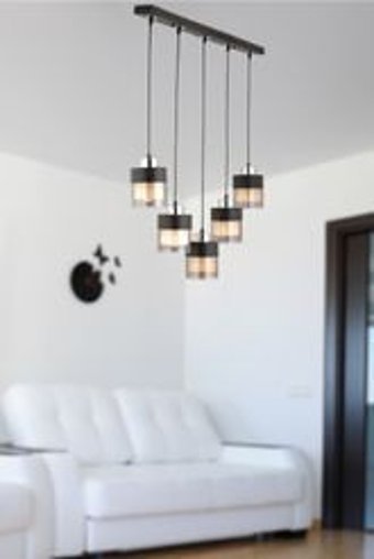 Apliqa Beria 8'li Beyaz Kristal Taşlı Modern Metal Salon-Oturma Odası Avize