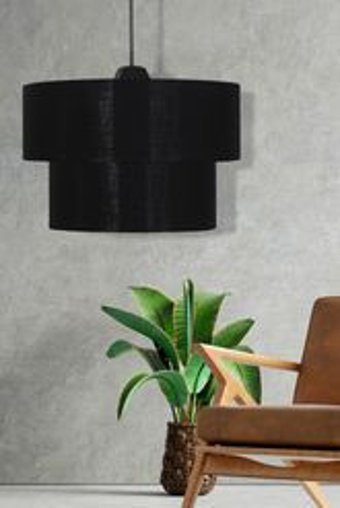 Etsylight 2'li Siyah Zikzak Rustik Cam Salon-Oturma Odası Avize