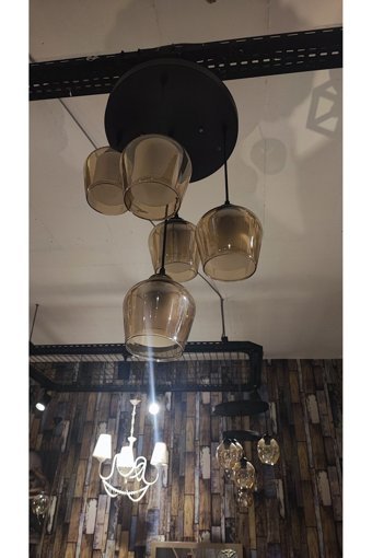Luna Lighting 4063A-1A-19 Tekli Siyah Paraşüt Modern Metal Salon-Oturma Odası Avize