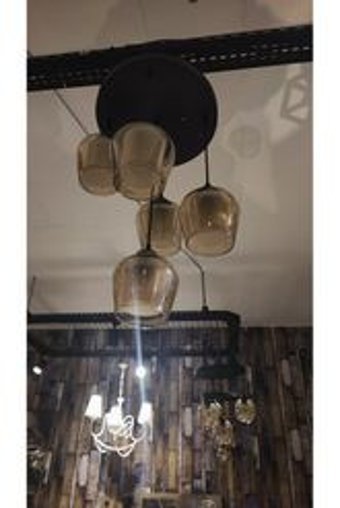Luna Lighting 4063A-1A-19 Tekli Siyah Paraşüt Modern Metal Salon-Oturma Odası Avize
