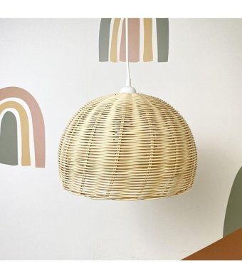 Belkıs Rattan Tekli Beyaz Modern Hasır Salon Avize