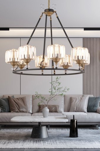 Apliqa 6'lı Siyah Sarkıt Modern Metal Salon-Oturma Odası Avize