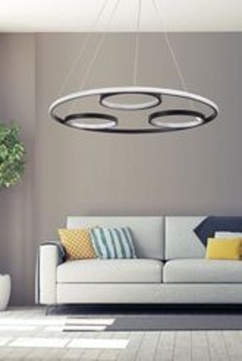 Abajur Evim Tekli Siyah Ledli Modern Alüminyum Salon-Oturma Odası Avize