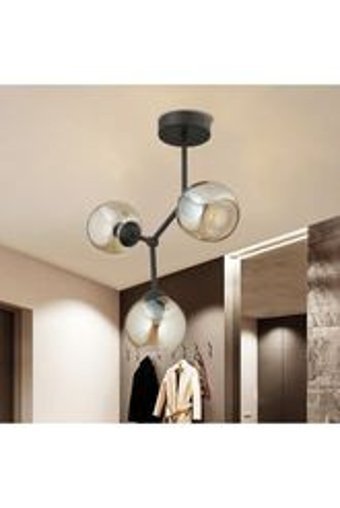 Apliqa Ladre 3'lü Bej Küre Modern Krom Salon-Oturma Odası Avize