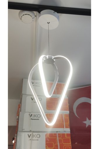 Gökyüzü Panel Tekli Beyaz Ledli Klasik Alüminyum Salon-Oturma Odası Avize