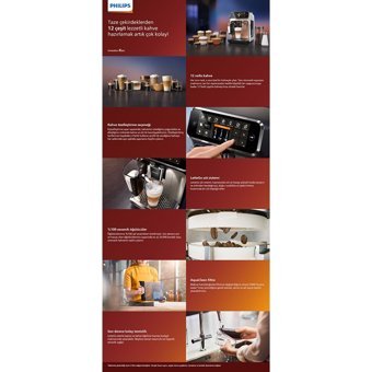 Philips EP5443/70 Lattego 230 W Paslanmaz Çelik Tezgah Üstü Kapsülsüz Öğütücülü Tam Otomatik Espresso Makinesi Gold