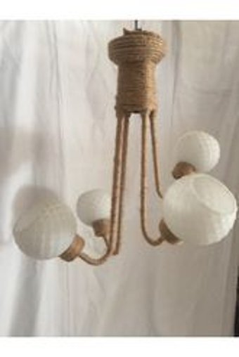 Şl Şef Light 4'lü Sarı Sarkıt Eskitme Ahşap Salon-Oturma Odası Avize
