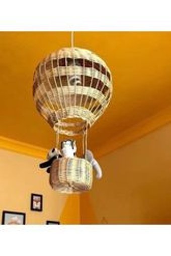 Hmydesign Tekli Bej Hasır Klasik Bambu Salon-Oturma Odası Avize
