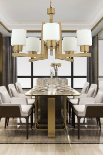 Apliqa 5'li Altın Metal Modern Metal Salon-Oturma Odası Avize