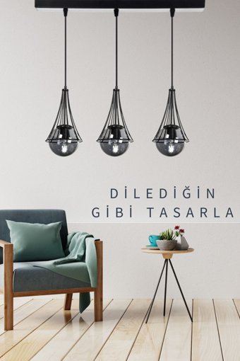 Avizevi Tekli Gri Sarkıt Modern Alüminyum Mutfak Avize