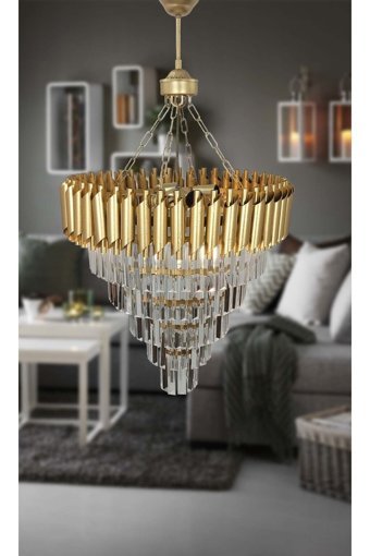 Luna Lighting 4461-14-01 Tekli Beyaz Hasır Rustik Bambu Salon-Oturma Odası Avize