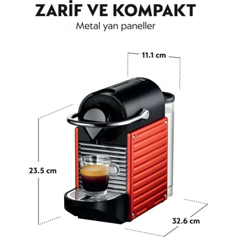 Nespresso C66R Pixie 230 W Paslanmaz Çelik Tezgah Üstü Kapsüllü Yarı Otomatik Espresso Makinesi Titan