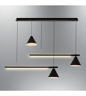 Lit Dizayn 3'lü Siyah-Lacivert Silindir Modern Kumaş Salon-Oturma Odası Avize