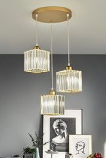 Hilalsan 7765K 6'lı Bej Metal Modern Alüminyum Salon-Oturma Odası Avize
