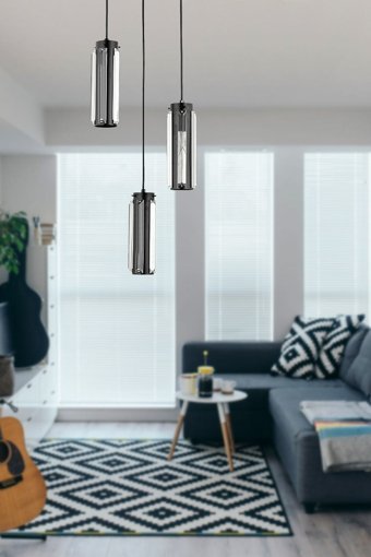 Apliqa Moldovit 4'lü Siyah Modern Metal Salon-Oturma Odası Avize