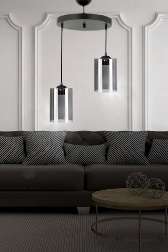 Şenay Aydınlatma Tekli Mor Kumaş Modern Kumaş Salon-Oturma Odası Avize