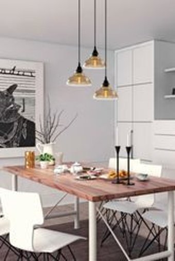 Fer Avize 4'lü Beyaz Cam Eskitme Cam Salon-Oturma Odası Avize