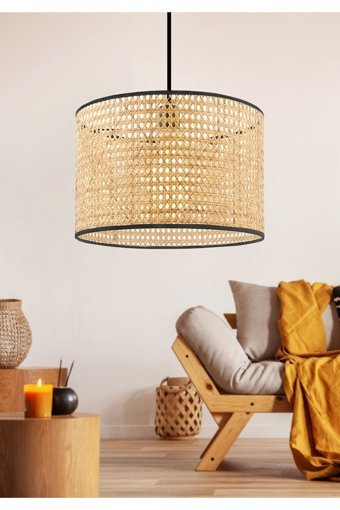 Heedwood Design 5'li Kahverengi Halat Rustik Ahşap Mutfak-Salon Avize
