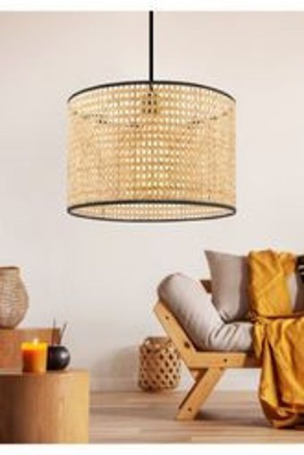 Heedwood Design 5'li Kahverengi Halat Rustik Ahşap Mutfak-Salon Avize