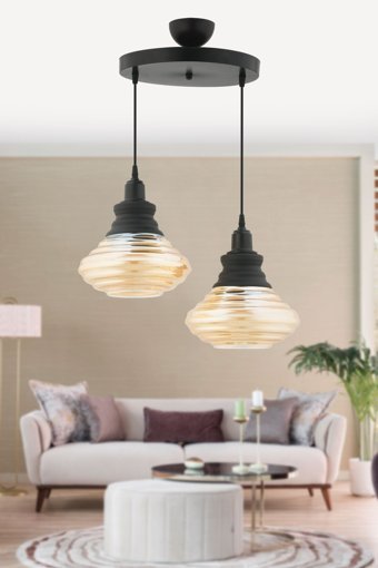 Karaca Design 3'lü Pembe Sarkıt Modern Metal Salon-Oturma Odası Avize