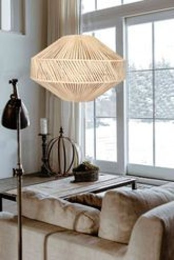 Luna Lighting 4458-85 Tekli Bej Rattan Rustik Bambu Salon-Oturma Odası Avize