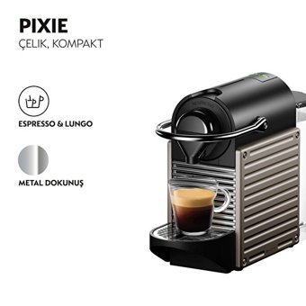 Nespresso C61 Pixie Titan 1260 W Paslanmaz Çelik Tezgah Üstü Kapsüllü Yarı Otomatik Espresso Makinesi Inox