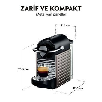 Nespresso C61 Pixie Titan 1260 W Paslanmaz Çelik Tezgah Üstü Kapsüllü Yarı Otomatik Espresso Makinesi Inox
