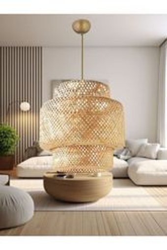 Hmydesign Hnmd-42 Tekli Lacivert Hasır Otantik Hasır Salon-Oturma Odası Avize