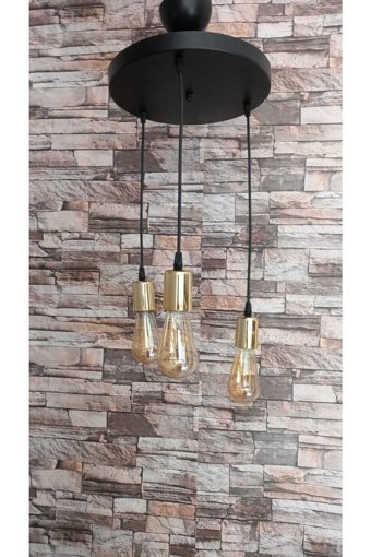 Woodhub Tekli Haki Metal Modern Çelik Salon-Oturma Odası Avize