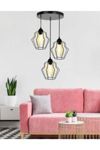 Eslight Lotus E759 3'lü Bal Sarkıt Modern Plastik Salon-Oturma Odası Avize