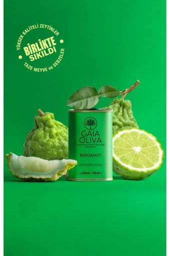 Gaia Oliva Bergamot Çeşnili Organik Polifenolsüz Soğuk Sıkım Erken Hasat Teneke Sızma Zeytinyağı 175 ml