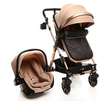 Baby Plus Canyon Çift Yönlü Katlanabilir Tek Elle Kapanan 360 Derece Dönen Tam Yatar Travel Sistem Bebek Arabası Kahverengi