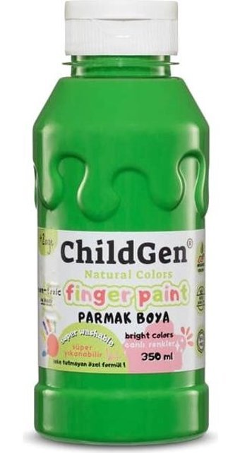 ChildGen Yıkanabilir Organik 350 ml Yeşil Parmak Boyası